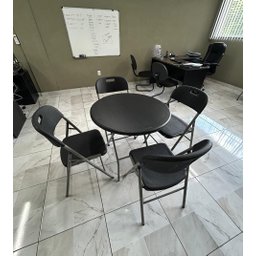 Mesa Cor Preta Dobrável Redonda Vghome 80cm - 8