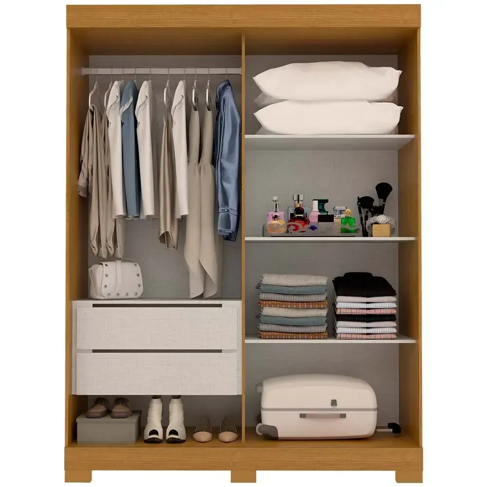 Guarda Roupa Ayla 02 Portas e 02 Gavetas 100% Mdf Cinamomo/off White - 3