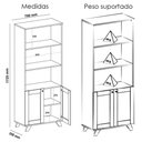 Ver imagem 4 de Estante 2 Portas 3 Nichos 172x70 4709 Carvalho Arly