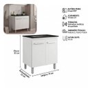 Ver imagem 2 de Balcão Cooktop 4 Bocas Jade 75cm 2 Portas Pés com Regulagem Cor:branco;tamanho:4 Bocas
