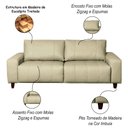 Ver imagem 3 de Sofá Decorativo Sala de Estar Asgand 3 Lugares 200cm Couro Tiza - Mozzelar