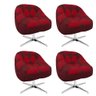 Kit 04 Poltrona Paloma Escritório Sala Giratória Metal Sintético Vinho E Sintético Vermelho - 1