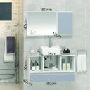 Ver imagem 2 de Conjunto Gabinete Banheiro VENUS 80cm Branco / Cinza - Gabinete + Cuba + Espelheira + Tampo Vidro