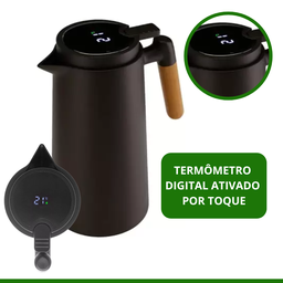 Garrafa Térmica Preta com Termômetro Indicador de Temperatura Tampa Digital Touch Snel 1l - 3