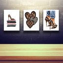 Ver imagem 2 de Kit 3 Quadros Closet - Oncinha Fashion 33x24cm - com Vidro:moldura Preta