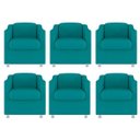Ver imagem 1 de Kit 6 Poltronas Bia Decorativa Reforçada Recepção Clinica Salão Sala de Estar Suede:azul Tifany