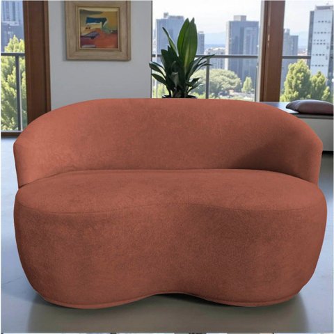 Namoradeira Decorativa Beatriz Orgânica Bouclé Terracota