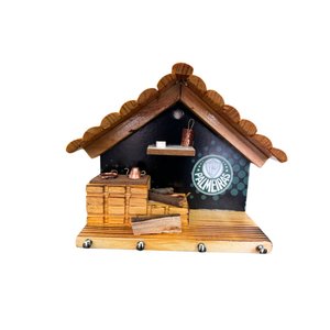 Porta Chaves de Parede em Madeira Rústica Palmeiras