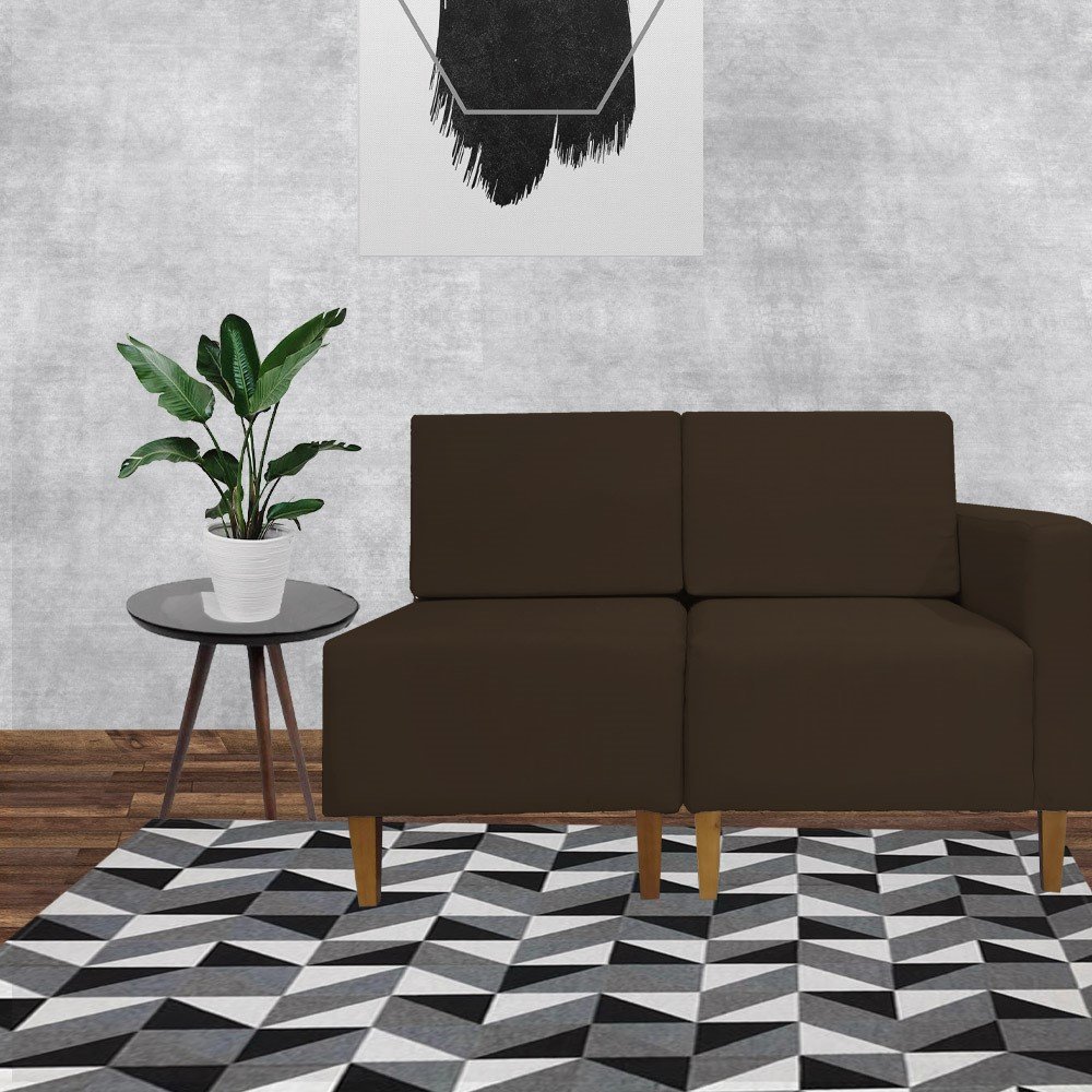Poltrona Decorativa Alicia Lado Esquerdo Suede Marrom Pés Madeira Mz Decor - 3