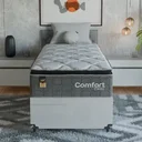 Ver mais imagens de Cama Box Baú Solteiro + Colchão Comfort Class Pillow Top Cinza/suede Branco