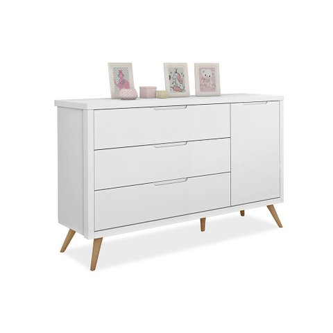 Comoda old clean com sapateira mdf branco/nature