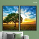 Ver imagem 2 de Kit 02 Quadros Decorativos - Arvore de Carvalho Ao Sol Flnt036 - Vidro com Impressão Uv - 60x80cm
