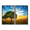 Ver imagem 1 de Kit 02 Quadros Decorativos - Arvore de Carvalho Ao Sol Flnt036 - Vidro com Impressão Uv - 60x80cm