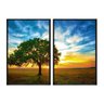 Kit 02 Quadros Decorativos - Arvore de Carvalho Ao Sol Flnt036 - Vidro com Impressão Uv - 60x80cm - 1