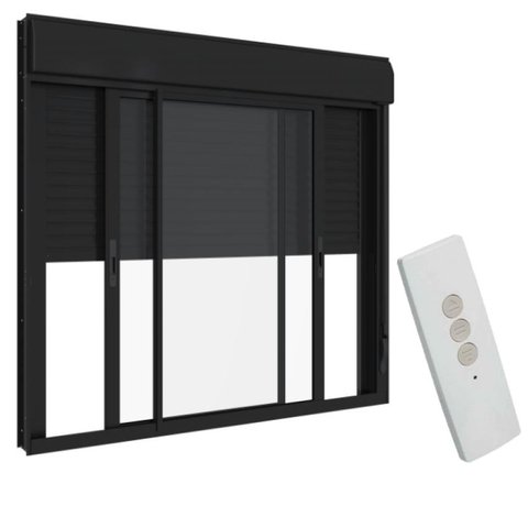 Janela Persiana Integrada Automática 220v Alumínio Preto - 120x150