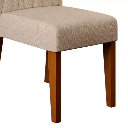 Conjunto Sala de Jantar Mesa Argo 120cm Tampo Reto com 4 Cadeiras Diva Suede Areia DJ Móveis - 9