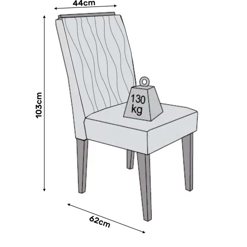 Conjunto Sala de Jantar Mesa Argo 120cm Tampo Reto com 4 Cadeiras Diva Suede Areia DJ Móveis - 6