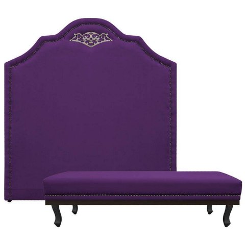 Kit Cabeceira E Calçadeira Casal P02 140cm Roxo
