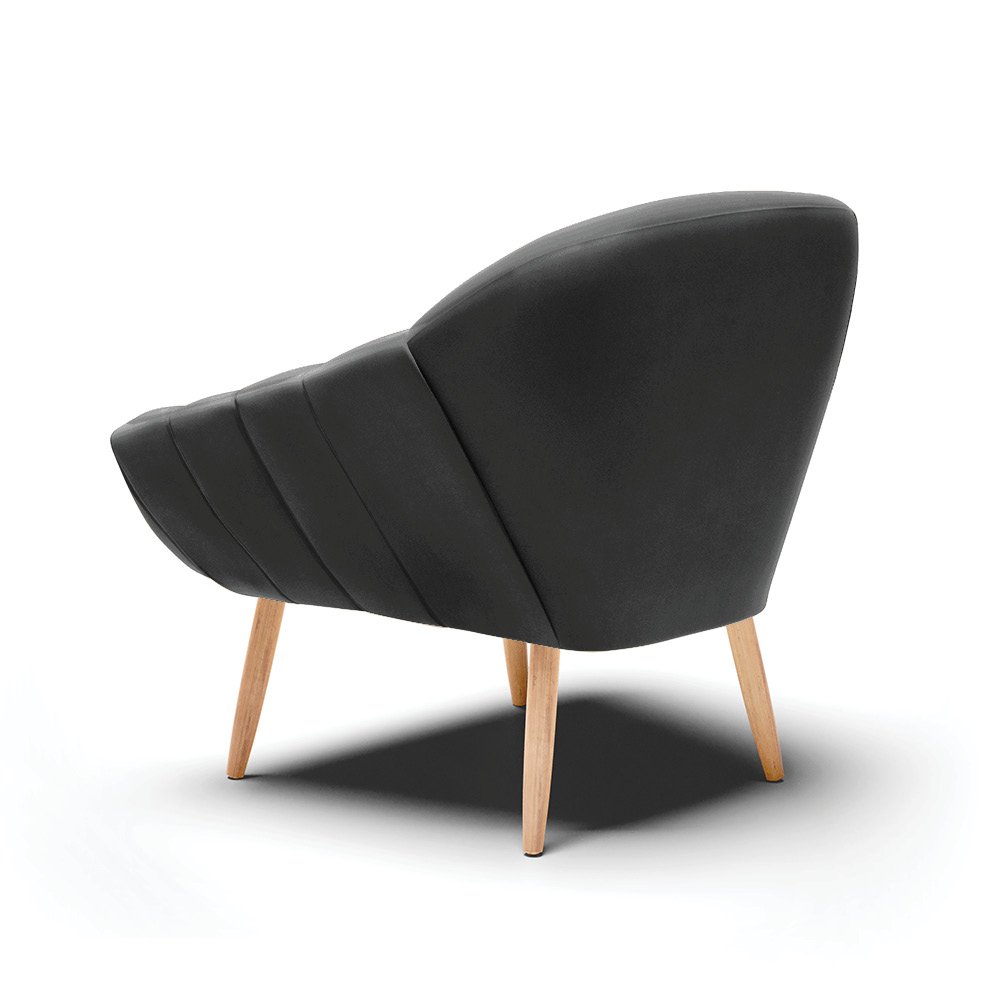 Poltrona Giovana Veludo Pés Palito Natural - D'Rossi - Preto - 5