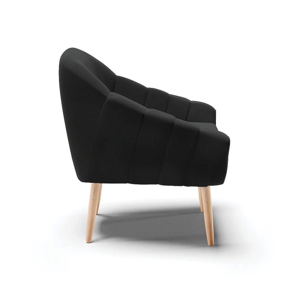 Poltrona Giovana Veludo Pés Palito Natural - D'Rossi - Preto - 4