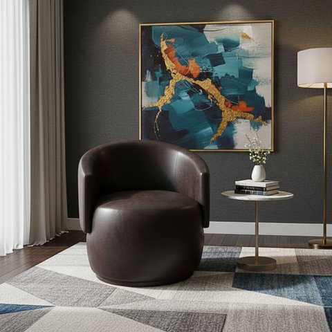 Poltrona Decorativa Sala Estar Orgânica Beatriz Corino Marrom - Montanaris Decor