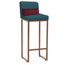 Ver imagem 2 de Kit 09 Banqueta Alta com Encosto Lucca Industrial Cozinha Balcão Ferro Bronze Suede Azul Turquesa e