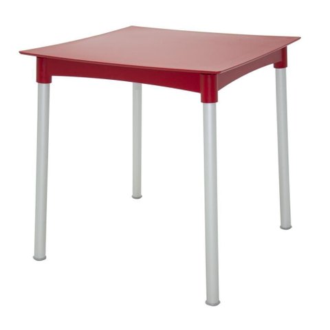 Mesa Tramontina Diana em Polipropileno Vermelho com Pernas de Alumínio Anodizado