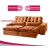 Sofá 3 Lugares Retrátil e Reclinável Bruna 2.30m Veludo Terracota - 4