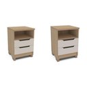 Ver imagem 1 de Kit 2 Mesas de Cabeceira 2 Gavetas 100% MDF Barcelona Marrom