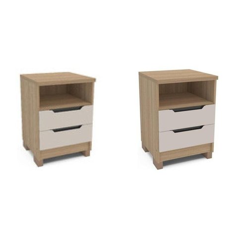 Kit 2 Mesas de Cabeceira 2 Gavetas 100% MDF Barcelona Marrom