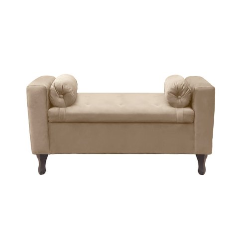 Recamier Baú Félix 140cm Suede Bege Rosado Dominic Decor Felix