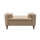 Ver imagem 1 de Recamier Baú Félix 140cm Suede Bege Rosado Dominic Decor Felix