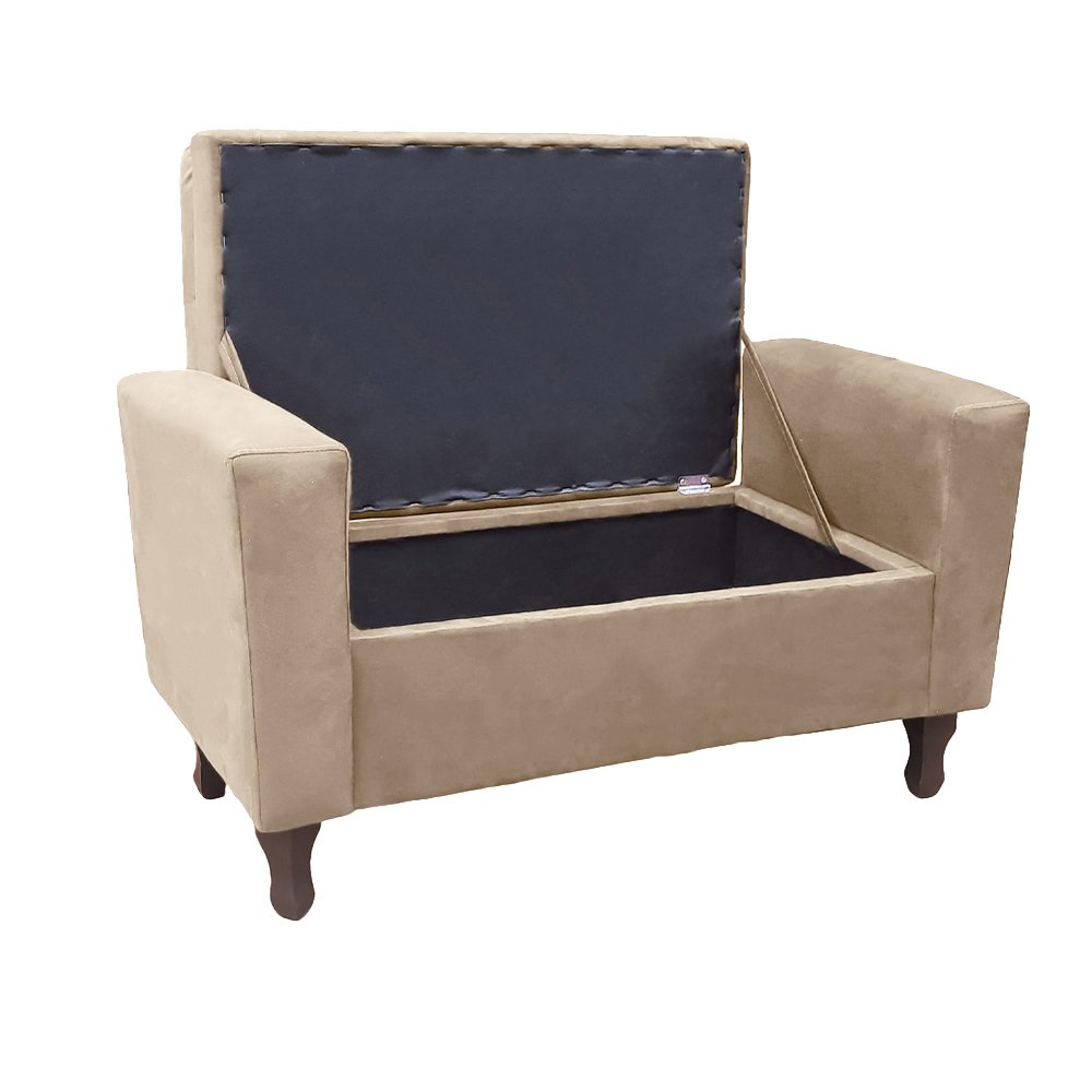 Recamier Baú Félix 140cm Suede Bege Rosado Dominic Decor Felix - 2