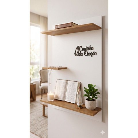 Nicho de Parede Biblia Oratório MDF Altar Cantinho Oração