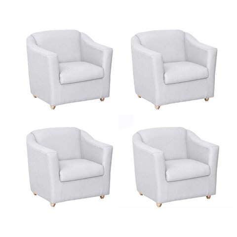 Kit 4 Poltronas Decorativa Bia Matérial Sintético Branco - Twdecora