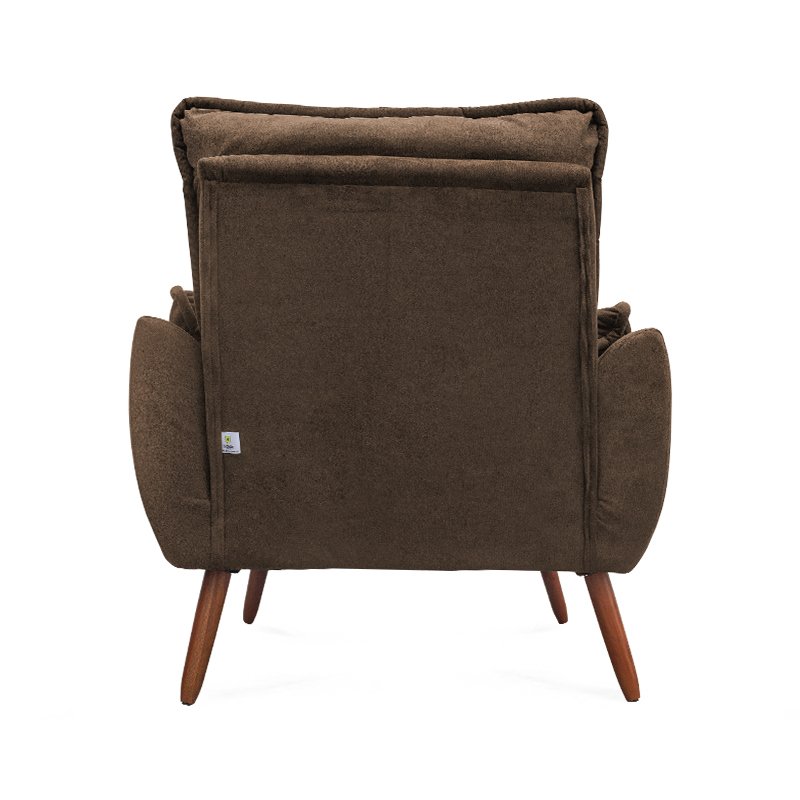Kit 2 Poltronas Decorativas Jade Pés de Madeira Suede Marrom - Sheep Estofados - 5