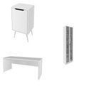 Ver imagem 2 de Conjunto Escritório Consultório 3 Peças com Escrivaninha, Gabinete e Armário Multiuso Vidro Branco