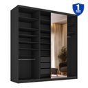 Ver imagem 4 de Guarda-Roupa Closet Casal 100% MDF BP 208cm com 1 Porta Espelho 3 Gavetas Sion Preto
