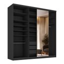 Ver imagem 2 de Guarda-Roupa Closet Casal 100% MDF BP 208cm com 1 Porta Espelho 3 Gavetas Sion Preto