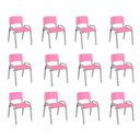Ver imagem 1 de Kit 12 Cadeira Iso Infantil Creche, Base Cinza Rosa