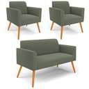 Ver imagem 1 de Namoradeira e 2 Poltronas Pé Palito Castanho Marisa Bouclê D03 - D'rossi