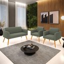 Ver imagem 2 de Namoradeira e 2 Poltronas Pé Palito Castanho Marisa Bouclê D03 - D'rossi