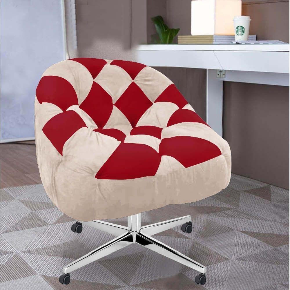 Kit 09 Poltrona Paloma Giratória Metal Rodízio Suede Bege e Suede Vermelho - 3
