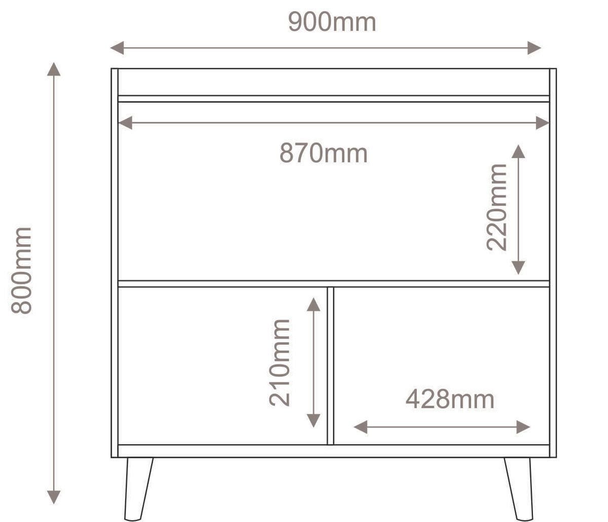 Aparador Buffet Delux Delta Clássico duas portas com espelho - Preto - 3