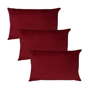 Kit 3 Capas para Almofada em Veludo Liso Retangular 60x40 Bordo