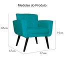 Ver imagem 2 de Kit 2 Poltronas Decorativa Sala e Recepção Geovana Suede Azul Turquesa - LM DECOR