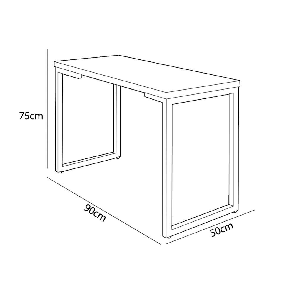 Mesa Industrial Freijó 90cm X 50cm Base Metálica Preta - Belliv Decor - 4