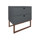Ver imagem 4 de Kit 2 Mesas de Cabeceira Slim Cinza 2 Gavetas Base Metálica Cobre - Vallisa Decor
