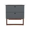 Ver imagem 2 de Kit 2 Mesas de Cabeceira Slim Cinza 2 Gavetas Base Metálica Cobre - Vallisa Decor