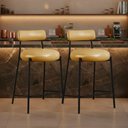 Ver imagem 1 de Banqueta Cozinha Média com Encosto Kit 2 Industrial Preto Londres PU Facto D03 - D'Rossi